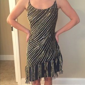 Navy Blue with Gold Sequins Dress